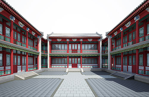 济宁北京四合院设计古建筑鸟瞰图展示