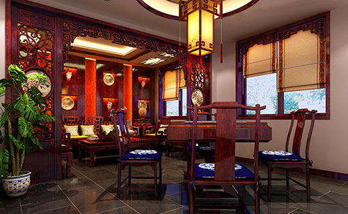 济宁古典中式风格茶楼包间设计装修效果图